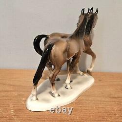 Vintage Hertwig Katzhutte Double Horses Figurine Statue Porcelain Germany HK10