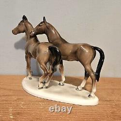 Vintage Hertwig Katzhutte Double Horses Figurine Statue Porcelain Germany HK10