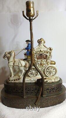 Vintage Horse And Carriage Porcelain Figurine Victorian Lamp