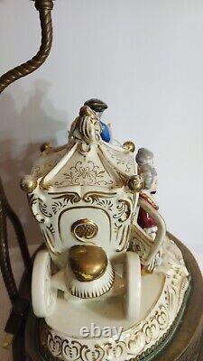 Vintage Horse And Carriage Porcelain Figurine Victorian Lamp