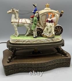 Vintage Horse And Carriage Porcelain Figurine Victorian Light