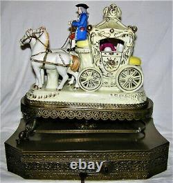 Vintage Horse And Carriage Porcelain Figurine Victorian Light