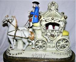 Vintage Horse And Carriage Porcelain Figurine Victorian Light
