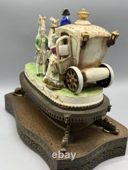 Vintage Horse And Carriage Porcelain Figurine Victorian Light