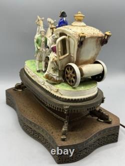 Vintage Horse And Carriage Porcelain Figurine Victorian Light