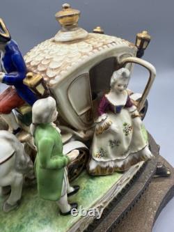 Vintage Horse And Carriage Porcelain Figurine Victorian Light