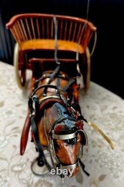 Vintage Horse-Drawn Gig Cart Horse Figurine Handcrafted, Detailed