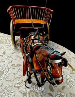 Vintage Horse-Drawn Gig Cart Horse Figurine Handcrafted, Detailed