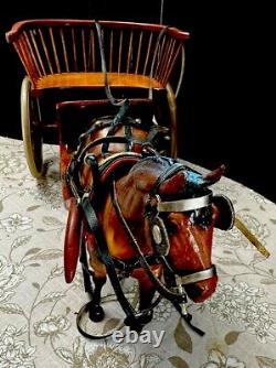 Vintage Horse-Drawn Gig Cart Horse Figurine Handcrafted, Detailed