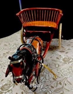 Vintage Horse-Drawn Gig Cart Horse Figurine Handcrafted, Detailed