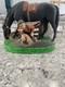 Vintage Horse Statue Withboy & Digging Dog, Ceramic, Hand-painted 5lbs, Approx 11x13