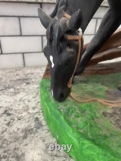 Vintage Horse Statue withBoy & Digging Dog, Ceramic, Hand-Painted 5lbs, Approx 11x13