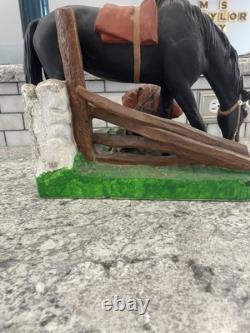 Vintage Horse Statue withBoy & Digging Dog, Ceramic, Hand-Painted 5lbs, Approx 11x13