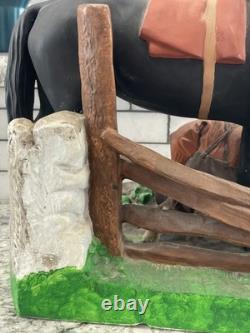 Vintage Horse Statue withBoy & Digging Dog, Ceramic, Hand-Painted 5lbs, Approx 11x13