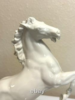Vintage Hutschenreuther GK White Porcelain Large Rearing Stallion Horse Figurine
