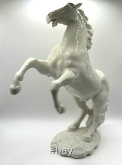 Vintage Hutschenreuther GK White Porcelain Large Rearing Stallion Horse Figurine