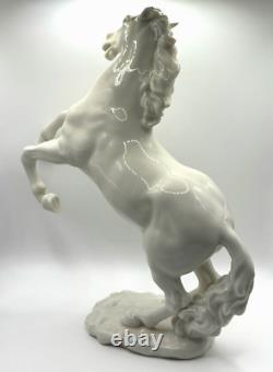 Vintage Hutschenreuther GK White Porcelain Large Rearing Stallion Horse Figurine