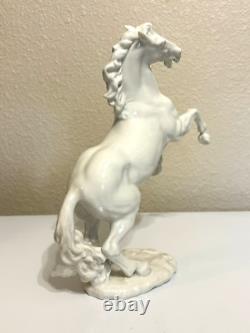 Vintage Hutschenreuther GK White Porcelain Large Rearing Stallion Horse Figurine