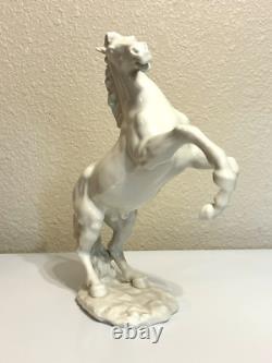 Vintage Hutschenreuther GK White Porcelain Large Rearing Stallion Horse Figurine