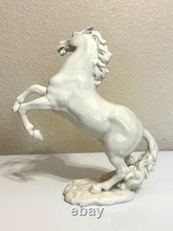Vintage Hutschenreuther GK White Porcelain Large Rearing Stallion Horse Figurine