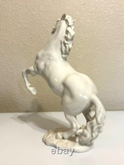 Vintage Hutschenreuther GK White Porcelain Large Rearing Stallion Horse Figurine