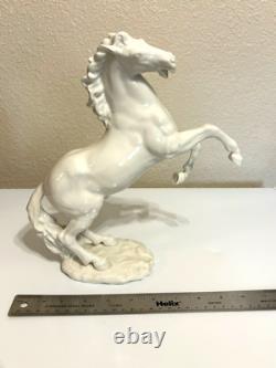 Vintage Hutschenreuther GK White Porcelain Large Rearing Stallion Horse Figurine