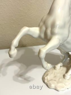 Vintage Hutschenreuther GK White Porcelain Large Rearing Stallion Horse Figurine