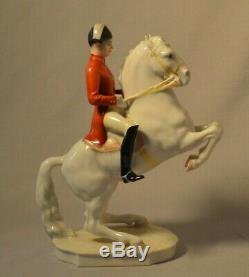 Vintage Hutschenreuther German Porcelain Figurine Lipizzan Horse and Rider