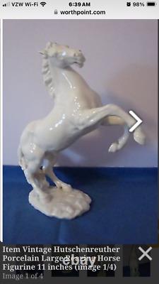 Vintage Hutschenreuther Porcelain Large Rearing Horse Figurine 11 Inches