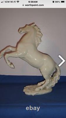 Vintage Hutschenreuther Porcelain Large Rearing Horse Figurine 11 Inches