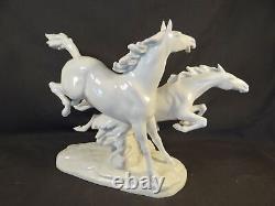 Vintage Hutschenreuther Porcelain TWO HORSES FRIGHTENED M. H. FRITZ FIGURINE