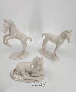 Vintage Hutschenreuther Selb Germany Porcelain Horse Figurines Set of 3