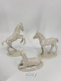 Vintage Hutschenreuther Selb Germany Porcelain Horse Figurines Set of 3