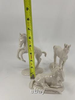 Vintage Hutschenreuther Selb Germany Porcelain Horse Figurines Set of 3