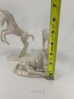 Vintage Hutschenreuther Selb Germany Porcelain Horse Figurines Set of 3