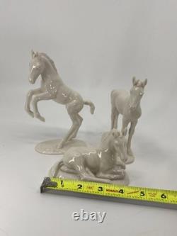 Vintage Hutschenreuther Selb Germany Porcelain Horse Figurines Set of 3