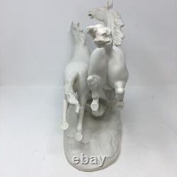 Vintage Hutschenreuther White MH Fritz Design Wild Porcelain Horses Figurine