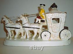 Vintage Japan Hand Painted Porcelain Horse & Carriage Victorian Figurine 1950s