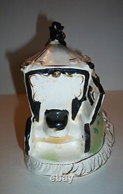 Vintage Japan Hand Painted Porcelain Horse & Carriage Victorian Figurine 1950s