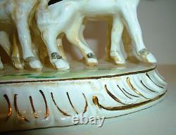 Vintage Japan Hand Painted Porcelain Horse & Carriage Victorian Figurine 1950s