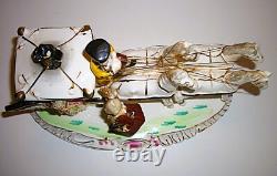 Vintage Japan Hand Painted Porcelain Horse & Carriage Victorian Figurine 1950s