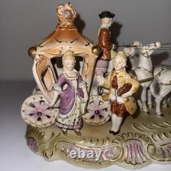 Vintage Japan Hand painted Porcelain Horse & Carriage Victorian Figurine 1950s