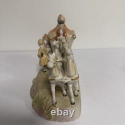 Vintage Japan Hand painted Porcelain Horse & Carriage Victorian Figurine 1950s