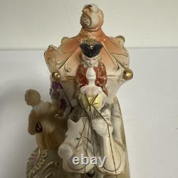 Vintage Japan Hand painted Porcelain Horse & Carriage Victorian Figurine 1950s