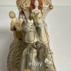 Vintage Japan Hand painted Porcelain Horse & Carriage Victorian Figurine 1950s