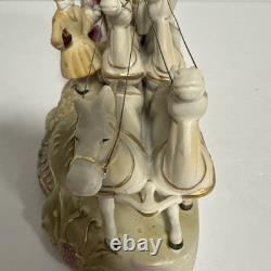 Vintage Japan Hand painted Porcelain Horse & Carriage Victorian Figurine 1950s