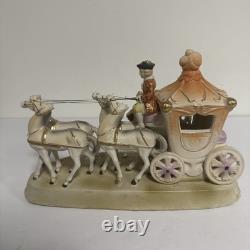 Vintage Japan Hand painted Porcelain Horse & Carriage Victorian Figurine 1950s