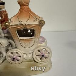 Vintage Japan Hand painted Porcelain Horse & Carriage Victorian Figurine 1950s