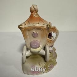 Vintage Japan Hand painted Porcelain Horse & Carriage Victorian Figurine 1950s