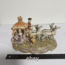 Vintage Japan Hand painted Porcelain Horse & Carriage Victorian Figurine 1950s